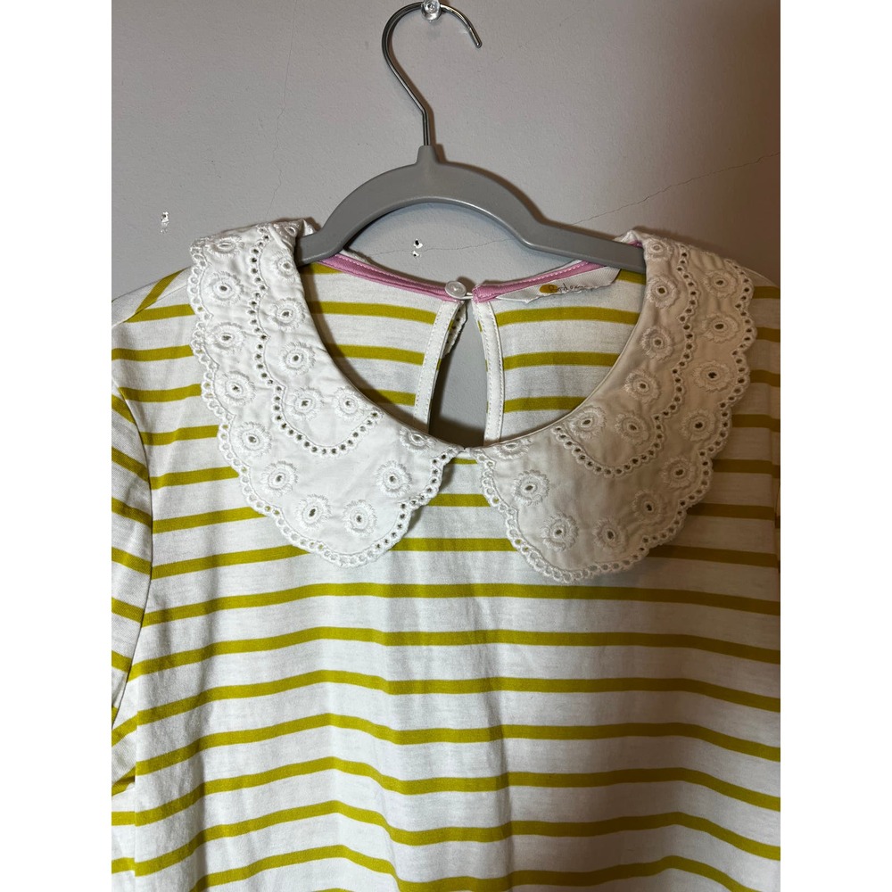 Boden Lime Green and White Striped Peter Pan Collar Top - Picture 3 of 7